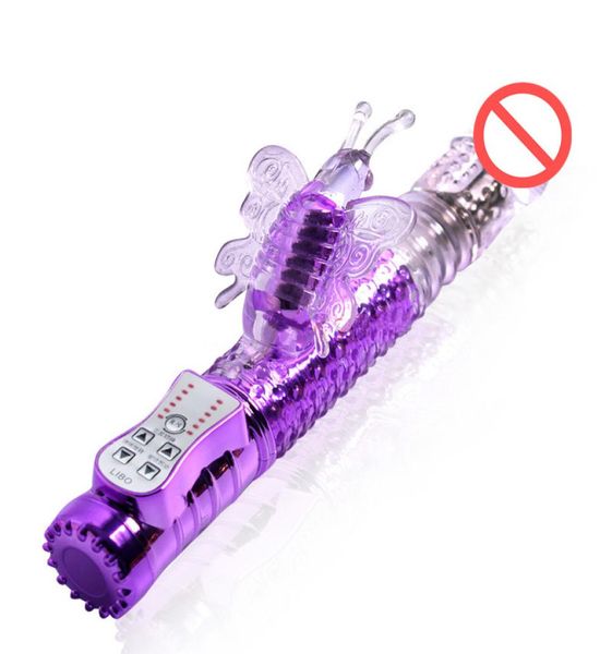 Ricaricabile 36 modalità rotante spinta vibratore del coniglio farfalla stimolatore del clitoride punto G vibratore del vibratore giocattoli del sesso per la donna5231326
