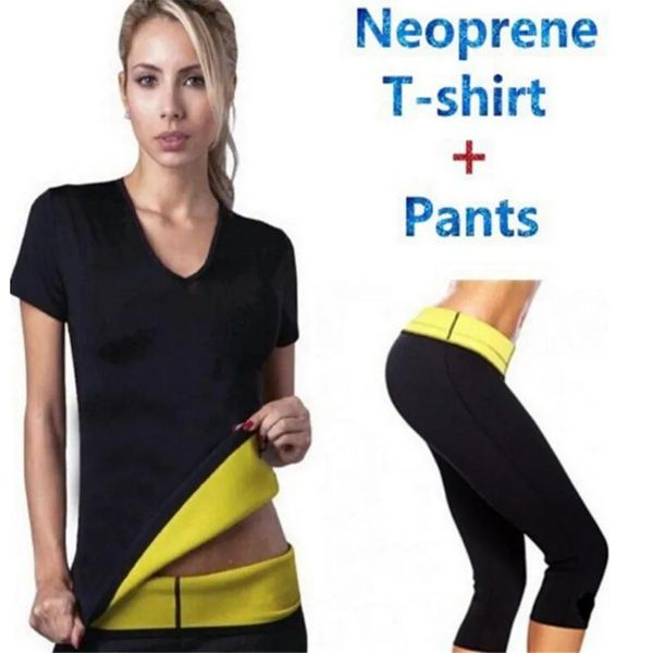 Gonne (pantaloni +maglietta) mutandine di controllo super reggiseno pantaloncini donne corsetto camicia in neoprene in neoprene reggiseno