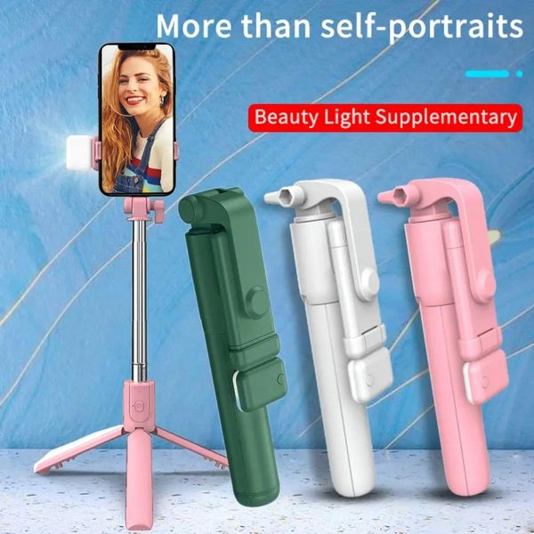 Monopiedi Bastone selfie compatibile con Bluetooth wireless con luce ad anello a LED Monopiede pieghevole per treppiede per iPhone per treppiede Android Live