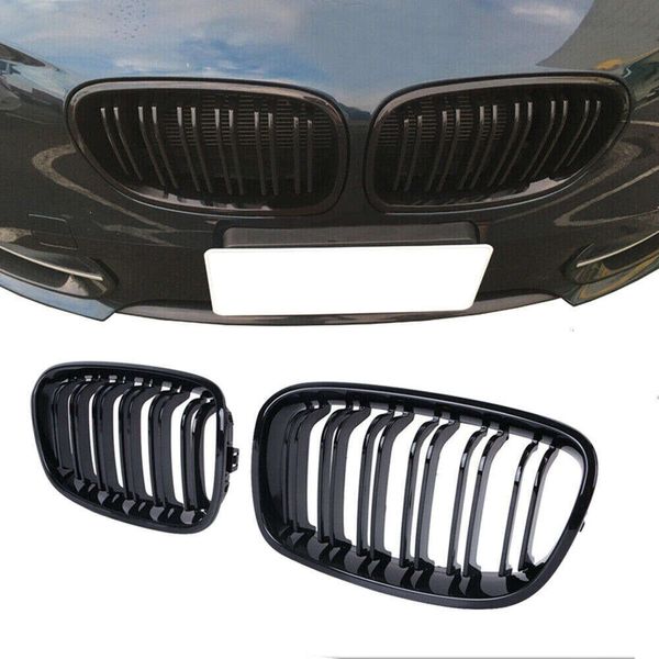 Neue Auto Front Stoßstange Nieren Grille Doppel Lamellen Schwarz Racing Grill Für BMW 1 Serie F20 F21 2011-2014 120i 118i Auto Zubehör