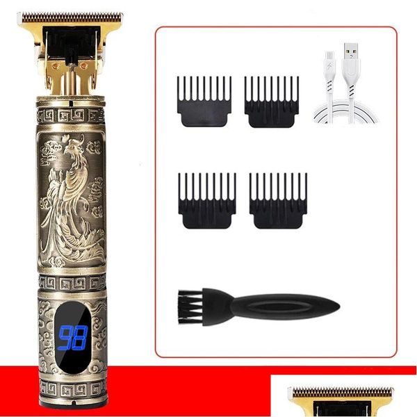 Máquina de cortar cabelo T9 Trimmer Barber Clipper Cordless Corte Hine Barba Barbear Barbeador Elétrico Homens Shaver Drop Delivery Household Applianc Otsnk