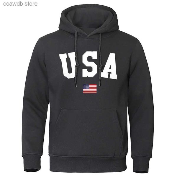 Erkek Hoodies Sweatshirts Capital USA ve Amerika Birleşik Devletleri Bayrağı Erkek Sweatshirt Japonya Anime Giysileri Sonbahar Gevşek Hoodies Moda Cep Sıcak Pullu T240110