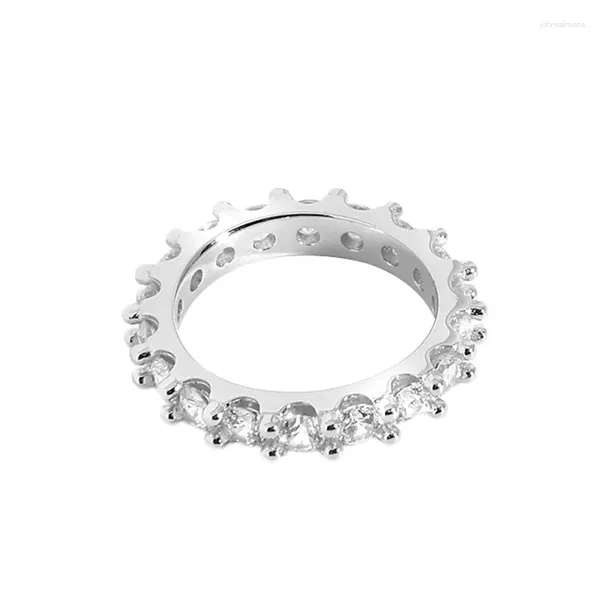 Anéis de cluster simples e design personalizado luz luxuosa zircônia engrenagem 925 anel de prata esterlina feminino versátil cauda