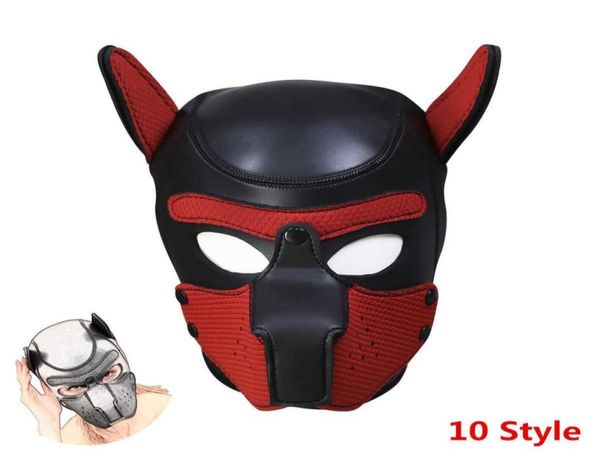 Escravo acolchoado látex borracha cão capuzes para bdsm bondage filhote de cachorro cosplayerótico máscara trajes para sexintimacy bens para casais flertando y3803455