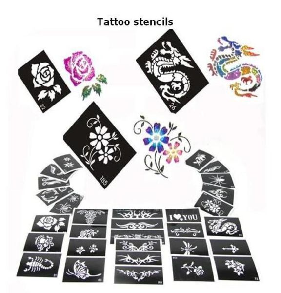 50 fogli di design misti glitter stencil per tatuaggi temporanei01470038