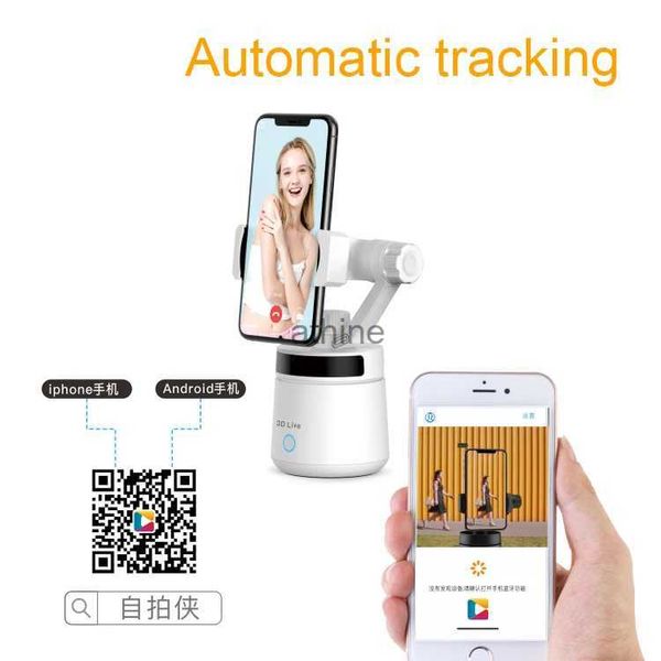 Suporte para montagens de telefone celular Rotação 360 Rastreamento facial Selfie Stick Objeto Rastreamento automático Suporte de telefone inteligente para foto Vlog Gravação de vídeo ao vivo YQ240110