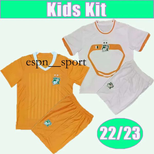 espnsport 22 23 Cote D'ivoire Kids Kit Camisas de futebol ODILON KOSSOUNOU OUSMANE DIOMANDE FRANCK KESSIE WILFRIED ZAHA Home Away Camisas de futebol