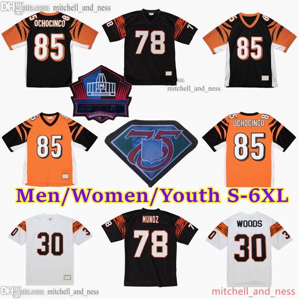 Benutzerdefinierte S-6XL 1967-1999 Throwback Football 7 Boomer Esiason Jersey Throwback Stitch 78 Anthony Munoz 85 Chad Ochocinco 30 Ickey Woods 14 Ken Anderson 13 Ken Riley