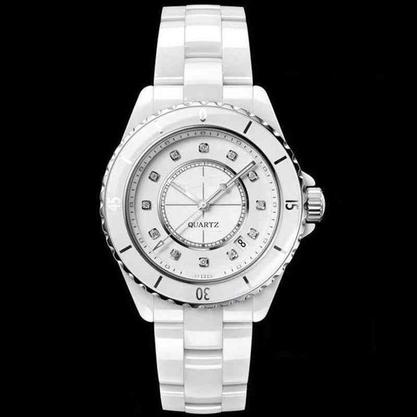 Nuevo reloj de pulsera para hombre y mujer, reloj de pulsera de lujo para parejas, deportes para amantes, cerámica blanca y negra 273S