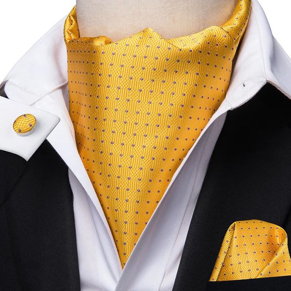 AS-1017 Hi-Tie cravatta sciarpa da uomo in seta cravatta Ascot per uomo sciarpa cravatta abito giallo chiaro cravatta da uomo jacquard set 240109