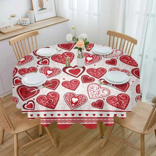 Pano de mesa dia dos namorados amor romântico festival à prova dwaterproof água toalha de mesa decoração casamento casa cozinha sala de jantar redonda