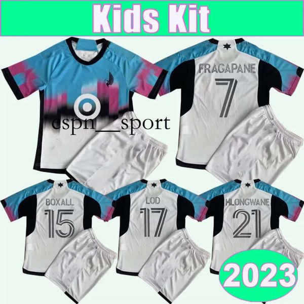 espnsport 2023 Minnesota United FC Kinder-Set, Fußballtrikots, REYNOSO DIBASSY LOD TRAPP Auswärts-Kinderbekleidung, Fußballtrikot, kurzärmelige Uniformen