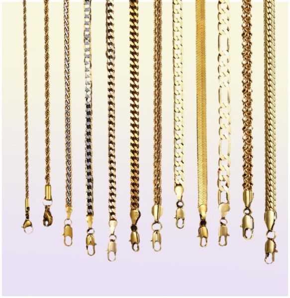 Goldkette für Männer und Frauen, Weizen-Figaro-Seil, kubanische Gliederkette, mit Gold gefüllte Edelstahl-Halsketten, männlicher Schmuck, Geschenk, Whole9917566