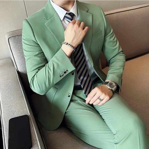 Jaquetas 10 cores terno masculino jaqueta com calça formal fino ajuste de negócios trabalho casamento palco smoking moda melhor terno social masculino 2 peças