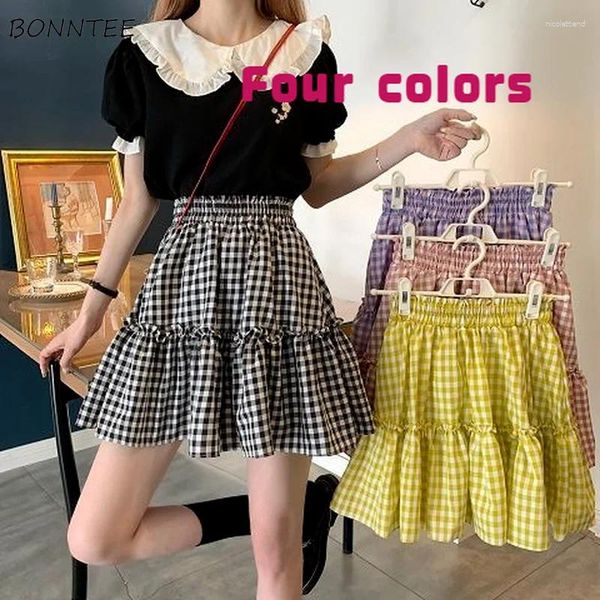 Gonne donna scozzese basic studentessa dolce ragazza stile coreano patchwork da ragazzina casual streetwear mini tutti abbinabili vintage femme chic