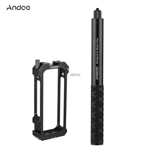 Selfie Monopods Andoer Sports Camera Invisible Selfie Stick Camera Video Cage Kit para Insta360 X3 28cm-110cm Comprimento ajustável Acessórios Vlog YQ240110