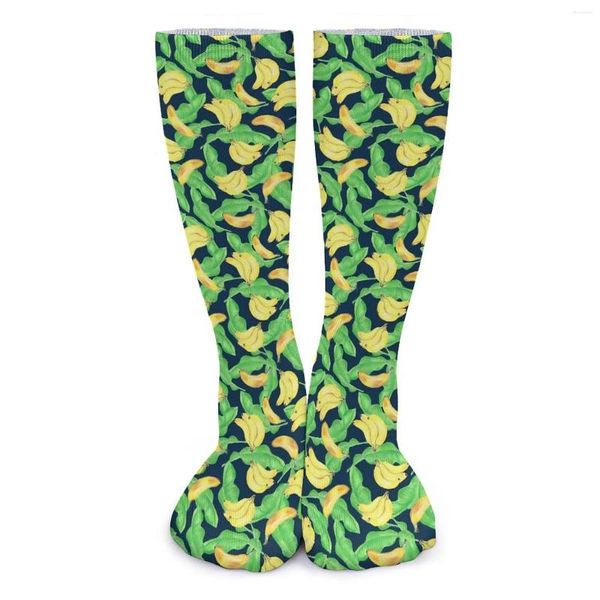 Calzini da donna con stampa di frutti di banana tropicale, calze eleganti, primavera, antiscivolo, da uomo, morbide e personalizzate