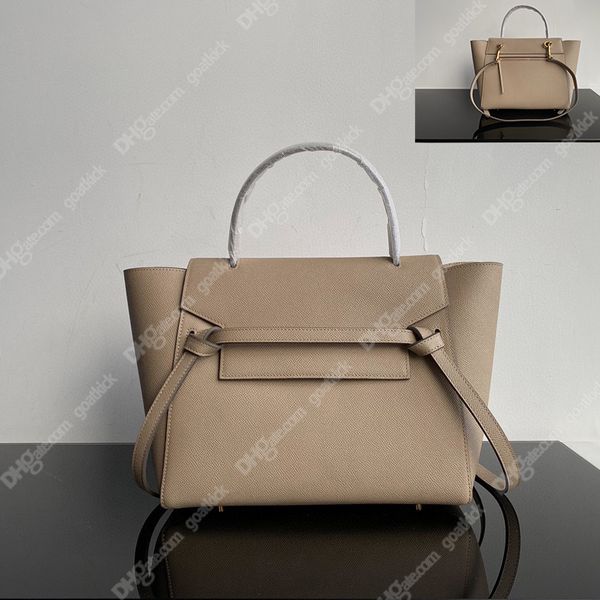 Nano Belt Bag Grained Leather Luxury Designer Mulheres Bolsas de Ombro Novo Pico Belt Bags Vintage Crossbody Back com Zipper Totes 28cm Rosa Bolsas
