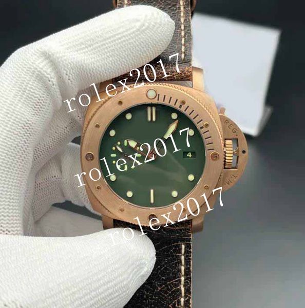 Мужские автоматические часы VSF Factory Best Edition, коричневая состаренная телячья кожа 9000 V2, вращающиеся в одном направлении, матовая бронза, безель с полированными краями, 47 мм, наручные часы