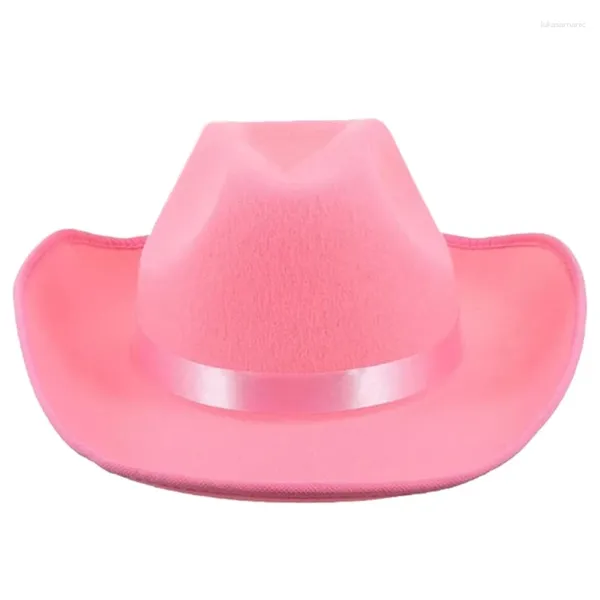 Berets vintage fedora chapéu mulheres homens feltro senhoras cowboy chapéus festa cor sólida o oeste tipo top bonnet homens cosplay