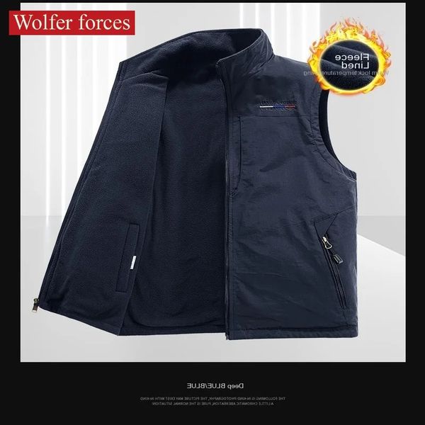 Térmico para homens colete militar tático denim jaquetas de inverno coletes de pesca homem profissional trabalho malha de aquecimento 240110