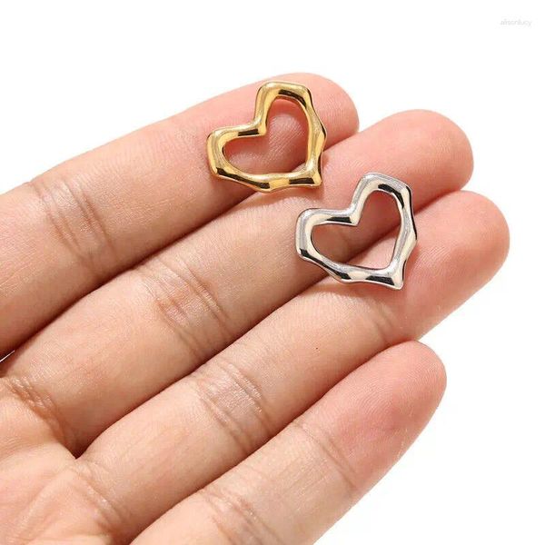 Ciondoli 5 pezzi pendenti a forma di cuore in acciaio inossidabile placcato oro per orecchini bracciali collana fai da te che realizzano accessori 18x16mm