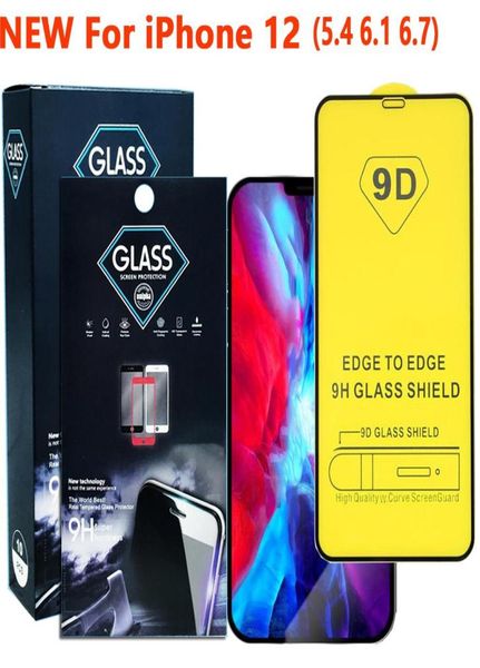 Proteggi schermo in vetro temperato per telefono con copertura completa di colla 9D per iPhone 12 11 PRO MAX XR XS MAX Samsung A01 A10S A11 A21 A51 A71 5G wi8461943