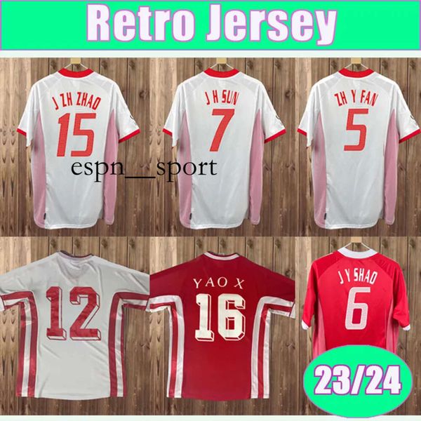 espnsport 1998 2002 China Retro Soccer Jersey 02 03 Chinês PR Li Tie Zhao Junzhe Sun Jihai Du Wei Su Maozhen Ma Mingyu Clássico Vintage Zhiyi Fan Football Shirt