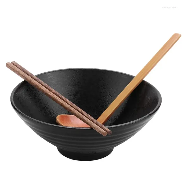 Promoção de taças! Tigela de sopa de ramen japonesa de cerâmica com colher e pauzinhos adequados para udon soba tamanho grande