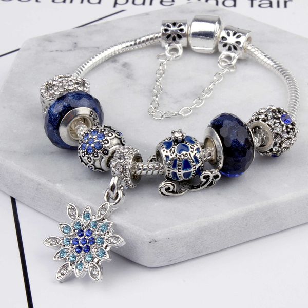 2024designer Pandorabraccialetto Famiglia Luna Dual Tirando Serpente Osso Famiglia Stella Blu Ragazza Natale Fiocco di neve Zucca Auto Gioielli fatti a mano Perline Bracciale