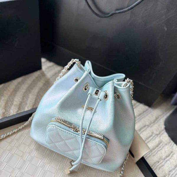 Kova omuz çantası tasarımcısı mini lüks kadın yüksek kaliteli çekme zinciri moda havyar crossbody elmas pembe para çanta çantası