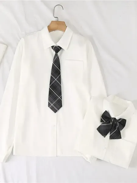 Damenblusen JMPRS JK Weiße Damenhemden Schule Langarm Preppy Style Mädchen Button Up Mode Harajuku Krawatte Design Damen Tops