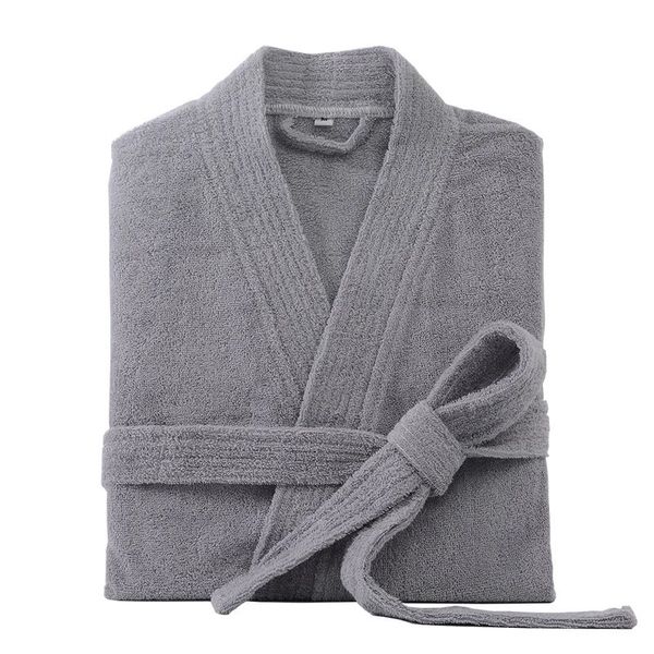 Accappatoio in cotone 100% per uomo Accappatoio in spugna assorbente lungo e spesso Kimono Accappatoio da uomo Accappatoio solido Indumenti da notte Vestaglia da donna 240110