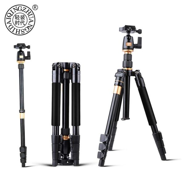 Monopods QZSD Q555 Alüminyum Alaşım Kamera Tripod Video Monopod Hızlı Serbest Bırakma Plakası ve Top Kafası ile Profesyonel Uzatılabilir Tripod