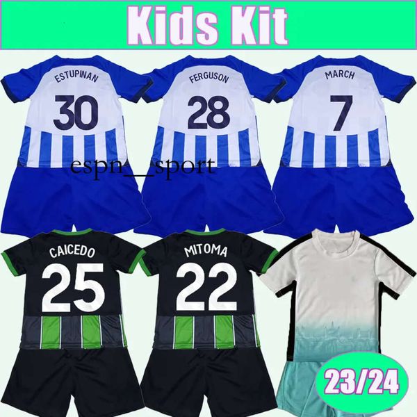 AN CAICEDO Kids Kit Camisas de futebol MARÇO MITOMA FERGUSON ALZATE LAMPTEY SARMIENTO VELTMAN Home Away Edição limitada Camisas de futebol Uniformes