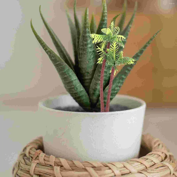 Flores decorativas de plástico coqueiro palmeira vasos de plantas em miniatura bonsai artesanato micro paisagem decoração diy
