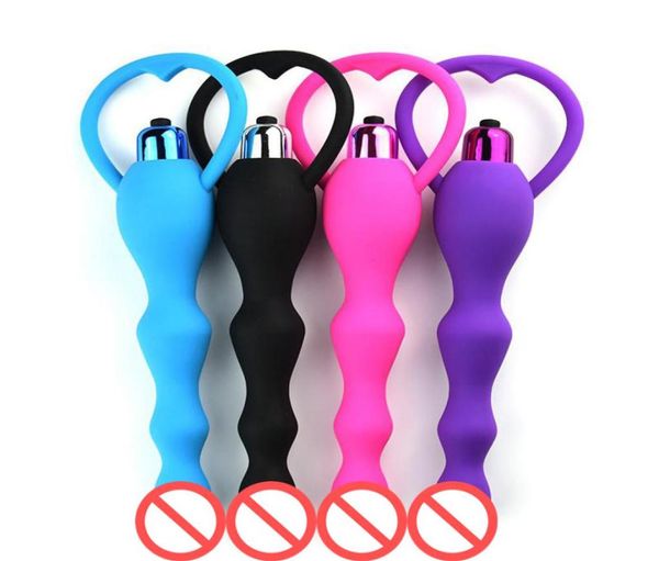 Vibratore anale Giocattolo del sesso Silicone impermeabile Butt plug anale Prodotto erotico per adulti Perline anali Massaggiatore vibratore per le donne1585670