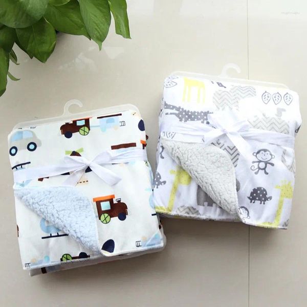 Decken Babydecke Mode Infant Korallen Fleece Cartoon Doppelschicht Swaddle -Umschlag für geborene Bettwäsche