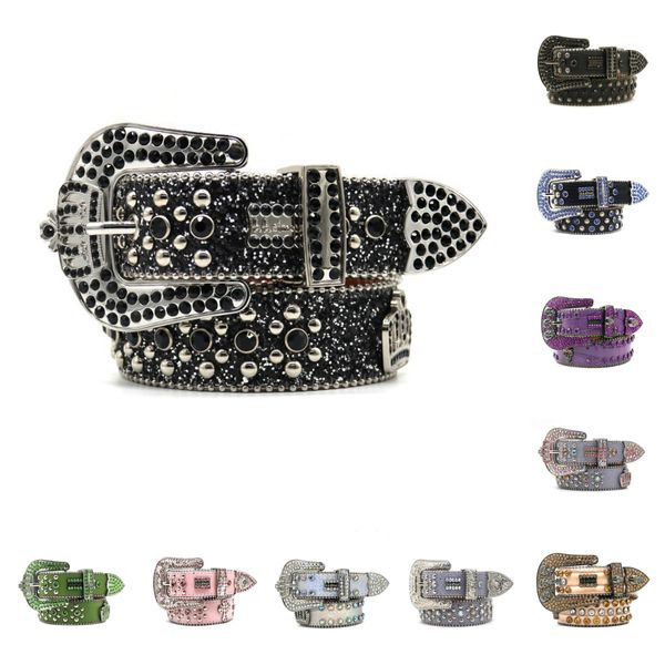 Designer-Gürtel Bb Belts Fashion Luxus Herren- und Damenleder, verziert mit bunten Diamanten, 3,8 cm