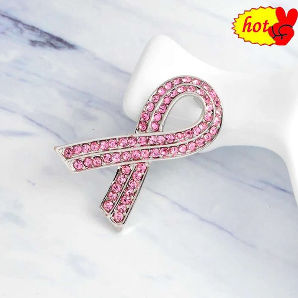 AIDS publicidade fita rosa brilhante diamante esmalte pino personalizado branco escuro broches saco roupas lapela pino crachá tempo jóias