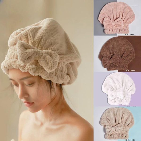 Asciugamano Asciugatura rapida per capelli Bagno Spa Bowknot Cappellino avvolgente Accessori per il bagno Cofani addensati per doccia da donna di design