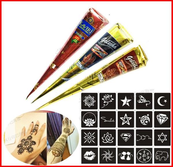 Natuurlijke Indiase Henna Tattoo Art Plakken Tijdelijke Tattoo Trouwjurk Make-Up Tools DIY Tijdelijke Tekening Body Art2737191