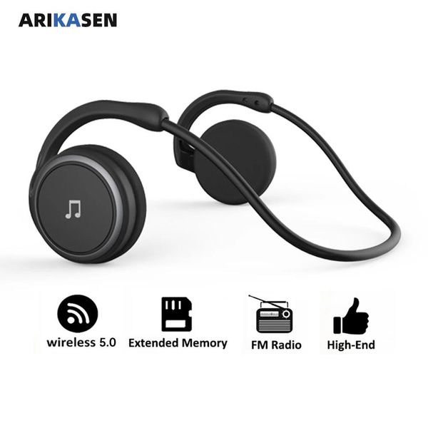 Radio Arikasen Bluetooth-Kopfhörer, Sport-MP3-Player, Headset, FM-Radio, erweiterter Speicher, kabelloser Kopfhörer-Player, Bluetooth-Kopfhörer mit Mikrofon