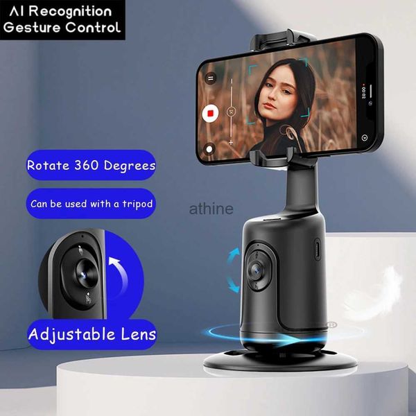 Outros acessórios Novo Smart Shooting Selfie Stick Acompanhamento de 360 graus Gimbal Estabilizador Suporte de telefone Suporte para Tiktok Live Photography YQ240110