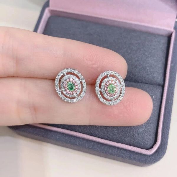 Brincos CZZJ2024 à venda 0703 diamantes 0.24ct sólido 18k ouro branco natureza verde feminino studs para mulheres finas