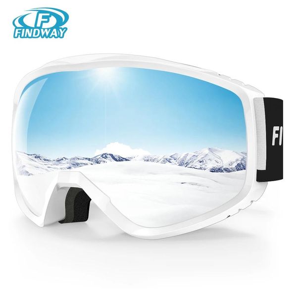 Очки Лыжные очки Findway для взрослых OTG Wear Очки Лыжные очки для мужчин и женщин Противотуманные очки 100% с защитой от УФ-лучей Широкий угол обзора 180°