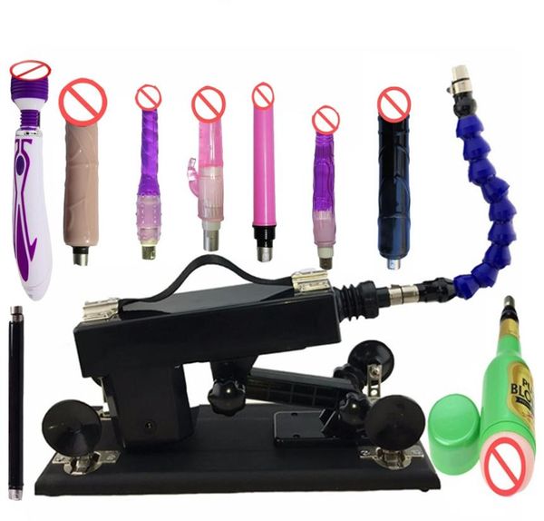 Conjunto de metralhadora sexual automática com grande vibrador e copo vaginal, total de 10 peças de acessórios, arma de bombeamento de velocidade ajustável, brinquedos sexuais para mulheres2709996