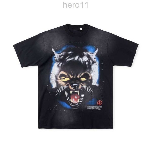 2024 Moda Mens t Camisetas Men camisetas Mulheres 50 Estilos cor Hellstar Studios Moon Wolf Head Tee Print Men