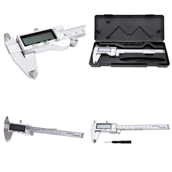 Diğer İnşaat Araçları DHS 20PCS 150mm 6 LCD Dijital Vernier Caliper Elektronik Gösterge Mikrometre Hassas Araç Sier Box Drop Dhmon