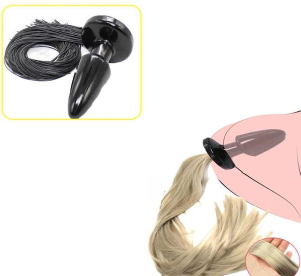 Plug anale in silicone Unisex Bionda Cavallo Gioca Butt Plug Lunga coda di cavallo setosa BDSM Fetish Gioco di ruolo animale Spina coda di cavallo Giocattoli del sesso X2197159